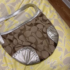 Brown with gold trim coach handbag new with tags